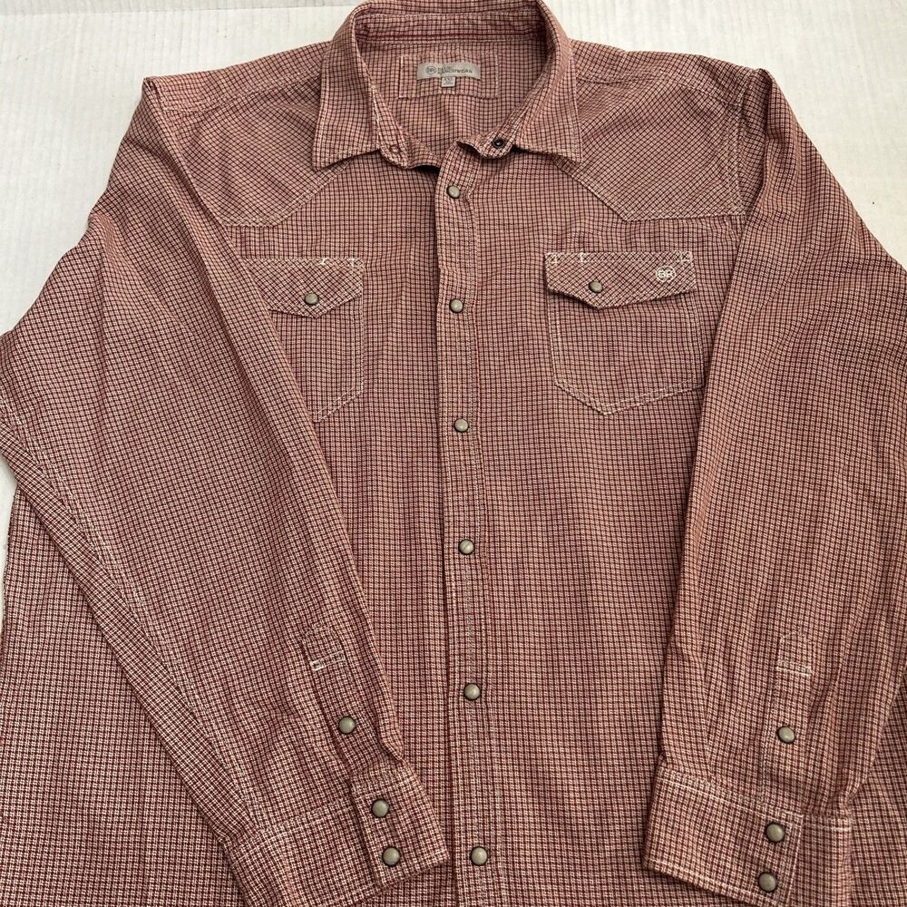 Blue Ranchwear Shirt Mens Dress Red Snap Western Houndtooth Long Sleeve Sz XXL
